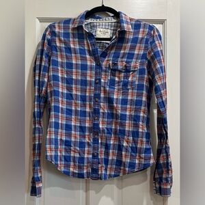 Abercrombie & Fitch Boys Plaid Button Down Long Sleeved Shirt Size Medium